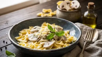 مكرونة الفطر بالكريمة