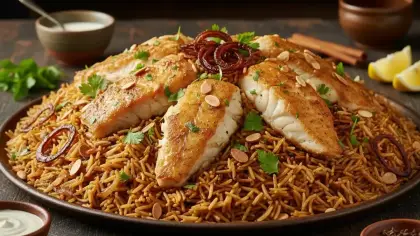 طريقة عمل أرز الصيادية بالبصل المكرمل