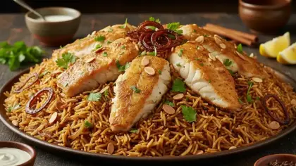 طريقة عمل أرز الصيادية بالبصل المكرمل